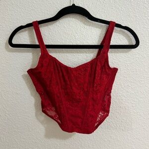 Red Lace Corset Top